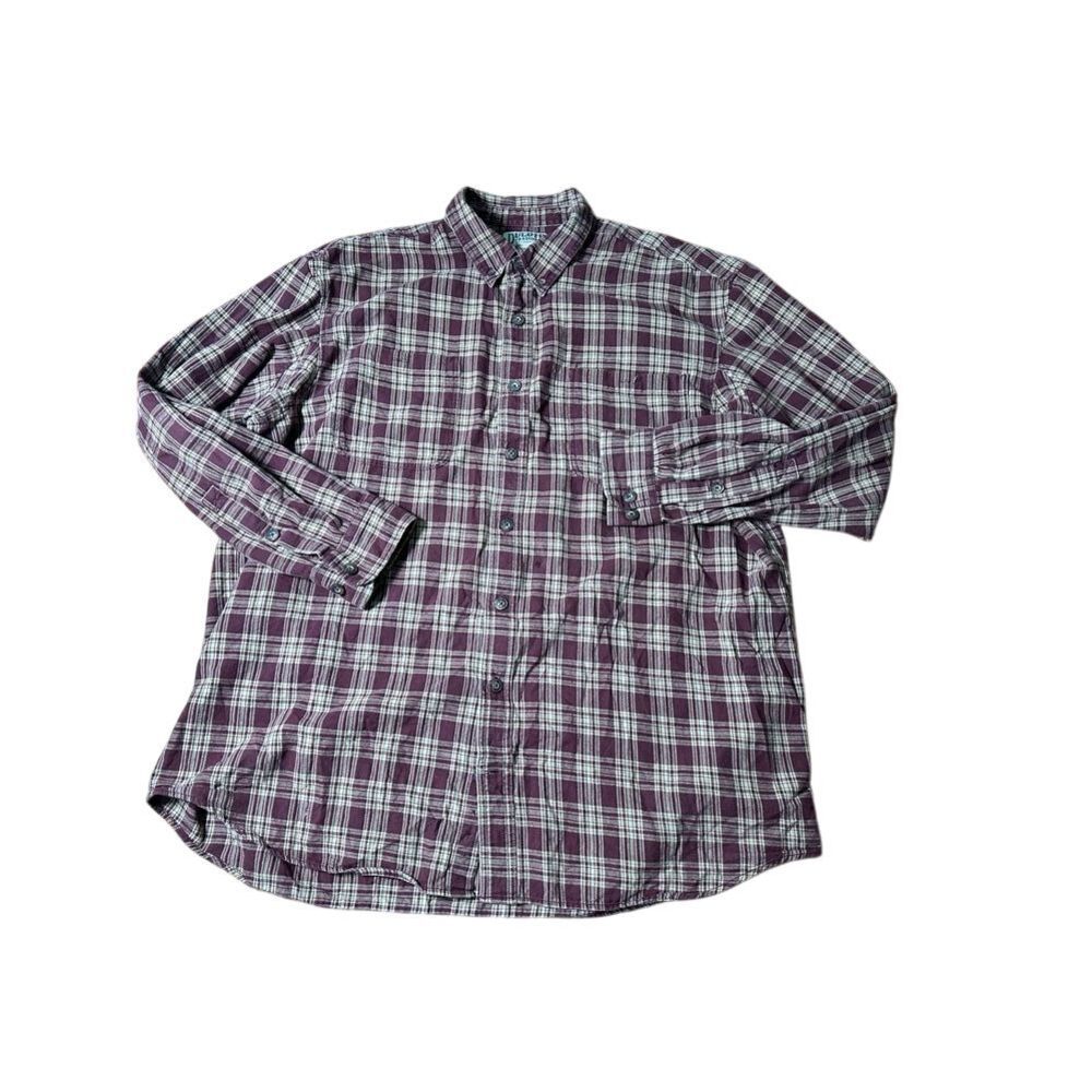 Duluth Trading Co Plaid Cotton Button Down Shirt Casual Long Sleeve see Flaw 2XL